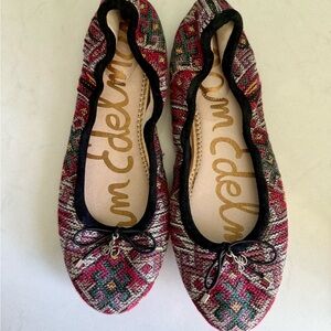 Sam Edelman Felicia Aztec Embroidered Boho Ballet Flats Shoes Women’s Size 7.5